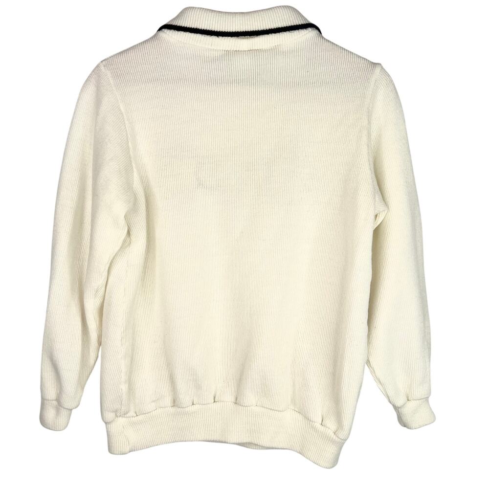 Vintage Dividends Off White Collared Sweater Small - Picture 2 of 8